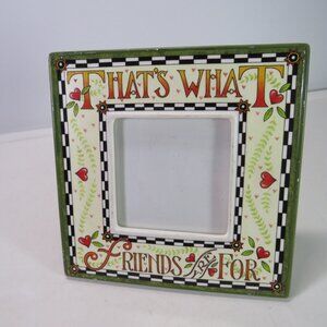 Mary Engelbreit Ceramic Frame in moss green & yellow FRIENDS